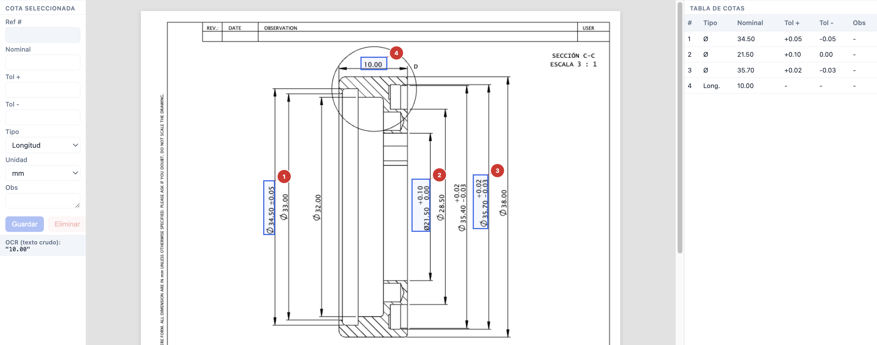 Captura de cotas de un plano mediante OCR